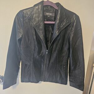 Kenneth Cole Reaction Black Leather Jacket